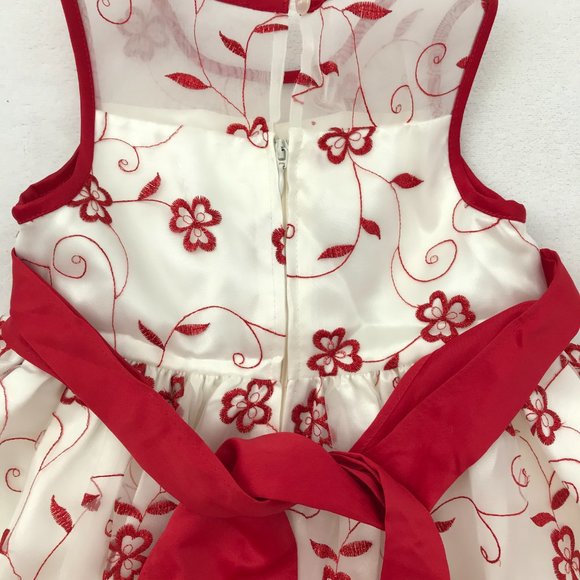 Bonnie Jean, Girls Red Flower Dress, Age 4 (4T) - Picture 4 of 9